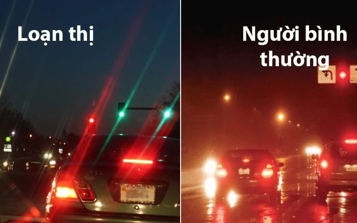 Minh họa tầm nhìn của người bị loạn thị vào ban đêm