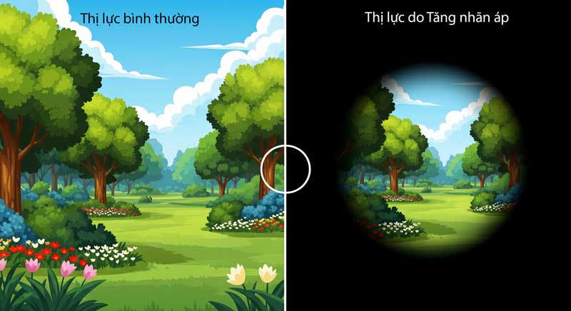 Triệu chứng mất thị lực ngoại vi, tầm nhìn đường hầm do bệnh tăng nhãn áp