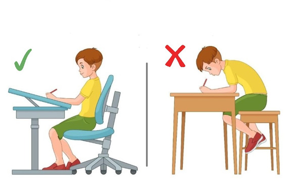 tư thế ngồi học và khoảng cách đúng để phòng tránh cận thị