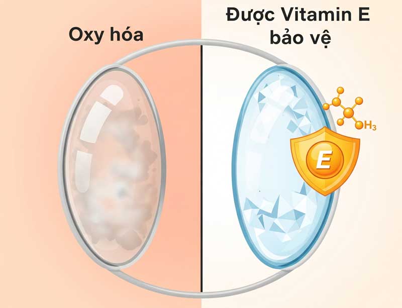 Vitamin E giúp bảo vệ thủy tinh thể khỏi quá trình oxy hóa